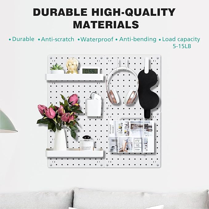 12Pcs Peg board, Pegboard Wall Organizer Panels, Wall Mount Display Small Pegboard Kits, Pegboard, Peg Boards for Wall Craft 