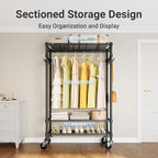VIPEK R3 Heavy Duty Garment Rack with Lockable Wheels, Portable Rolling Closet with Adjustable Shelves & Hanging Rod & Side H