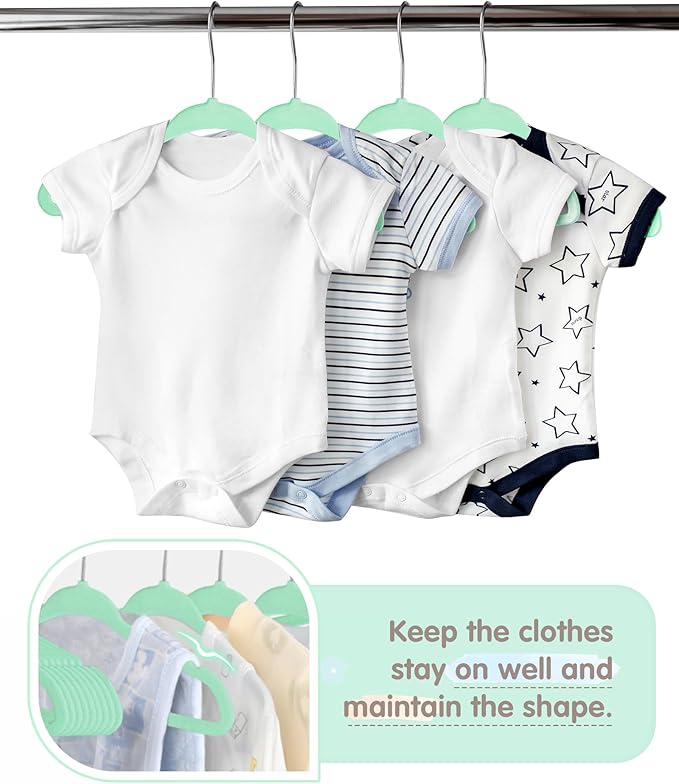 VIS'V Baby Hangers, 11 Inch Velvet Kids Hangers with 6 Pcs Clothes Size Dividers, Infant Toddler Nursery Closet Organization,