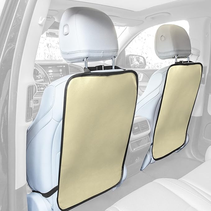 FH Group Faux Leather Seat Back Kick Protectors, Heavy Duty Car Kick Mats for Kids – 2-Pack Back Seat Protector for Driver an