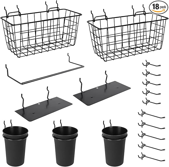 G.CORE Pegboard Organizer Accessories 18 Pack, Peg Board Hooks Assortment Organizer Accessory, Various Tools Storage Arrange 