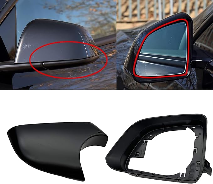 Replacement For Tesla Model Y Left Side Wing Mirror Cover and Mirror Frame Set Lower Holder Housing Tray Cap Driver Rearview Mirror Cover 2020 2021 2022