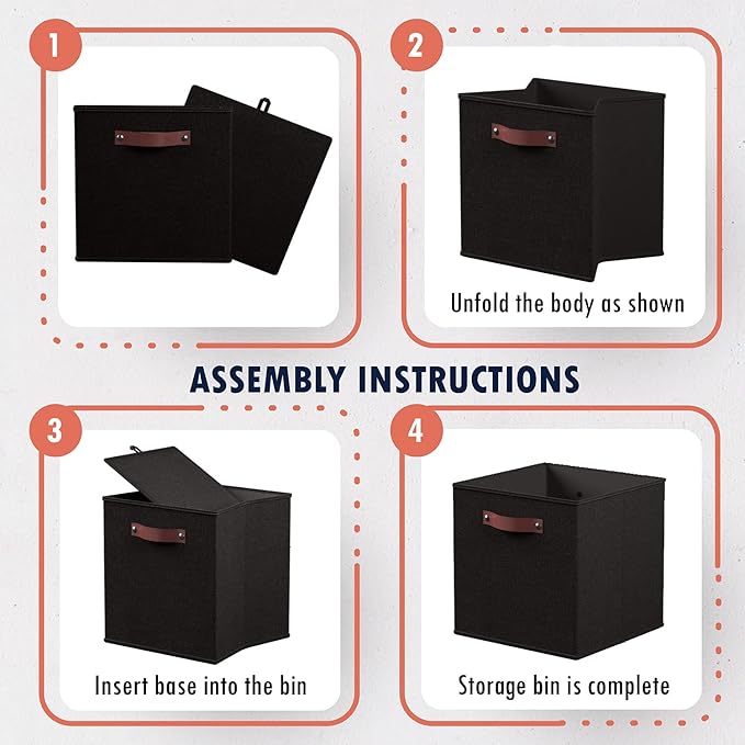 Ornavo Home 13 x 15 x 13 Kallax Storage Cube Bins, Foldable Collapsible Fabric Storage Bins Box Linen Shelf Basket Cube Organ