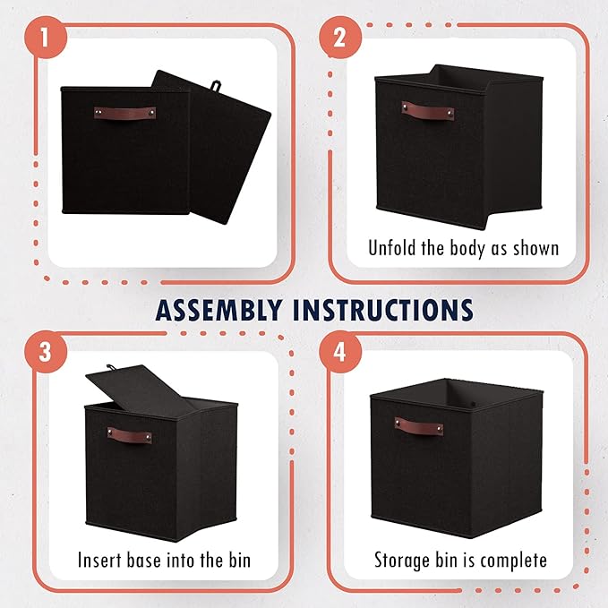 Ornavo Home 11 x 11 Storage Cube Bins, Foldable Collapsible Fabric Storage Bins Box Linen Shelf Basket Cube Organizer for Clo