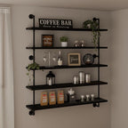Floating Shelves for Wall Bookshelf Industrial Pipe Shelving Shelves 48 Inch 5 Tier Natural Wood Planks Rustic Wall Shelves H