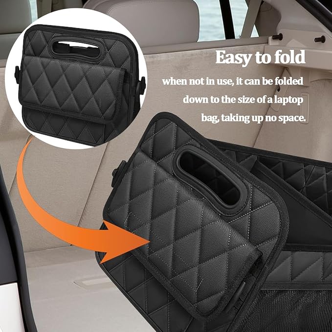 Car Trunk Organizer, Collapsible Sturdy Multi-Compartment Vehicle Cargo Storage Bag, Removable Automotive Trunk Organization