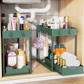 Simple Trending Under Sink Organizer 2 Pack, Sink Pull-Out Sliding Storage Cabinet, 2-Tier Under Shelf Organizer for Kitchen 