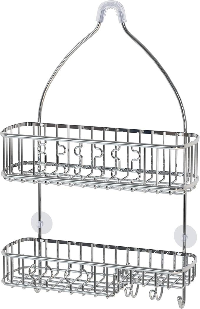 Simple Houseware Bathroom Hanging Shower Head Caddy Organizer, Chrome (26 x 16 x 5.5 inches)