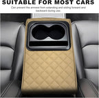 Car Center Console Armrest Pillow, Memory Foam Auto Armrest Box Cover with Cup Holder & Phone Holder, Waterproof Leather Arm Rest Protector Cushion, Interior Car Accessories (Diamond, Beige)