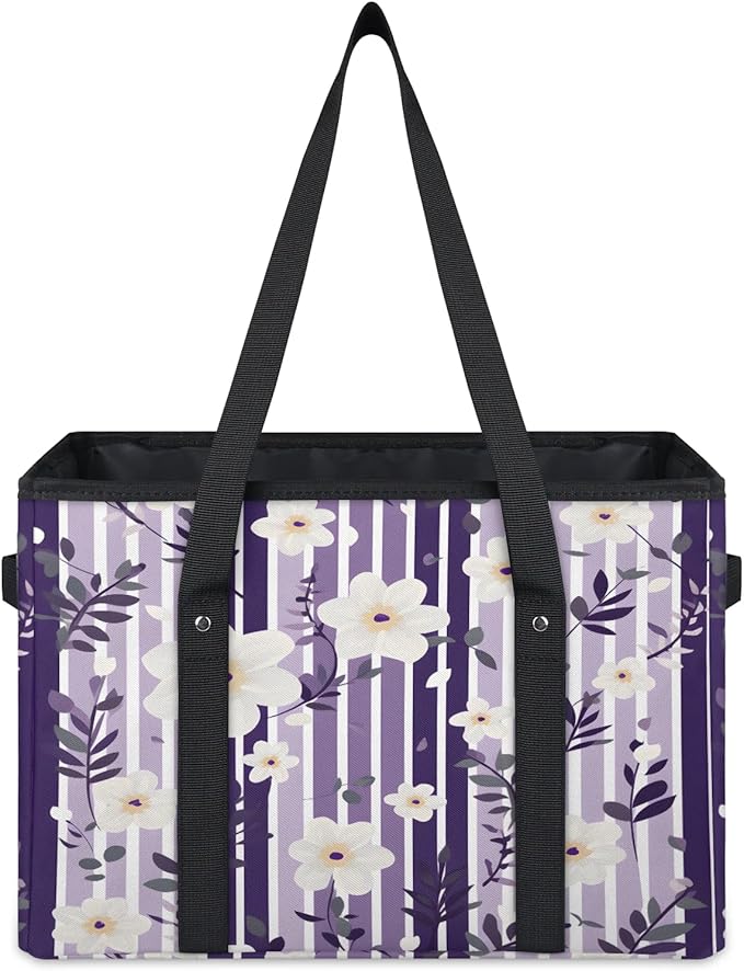 Reusable Grocery Bags Heavy Duty Shopping Bags Foldable Large Tote Bags with Long Handles & Hard Bottom