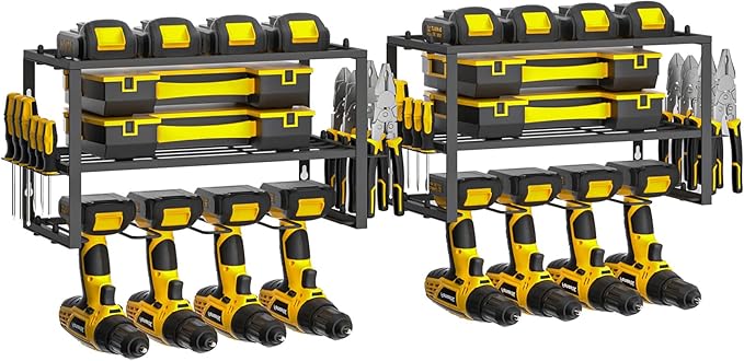 Spacecare Power Tool Organizer- Power Drill Tool Holder- Heavy Duty Tool Shelf & 2 Pack 3 Layers Tool Rack Cordless Drill Hol