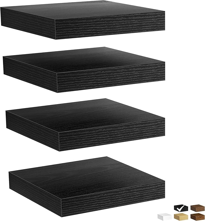 Fun Memories Floating Shelves for Wall, Rustic Wood Wall Mounted Shelves for Bathroom, Bedroom, Living Room & Kitchen, Storag