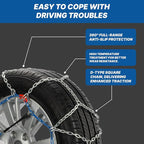 Snow Chains for Car Tires, Tire Chains for Passenger Cars, Sedan, SUVs, Quick Fit & Easy Installation Snow Tire Chains, Porta