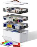4-Tier Medicine Cabinet Organizer with Leather Handle, Empty Plastic First Aid Kit, Multipurpose Storage Box with A Portable 