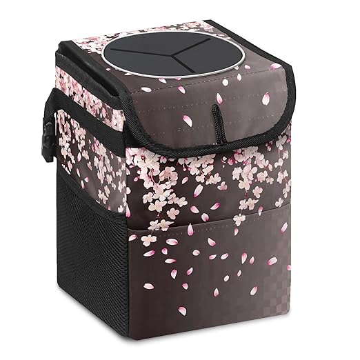 Car Trash Can – Multi-Purpose, Lightweight and Portable with Durable Water-Resistant Coating, No Installation Required, Practical and Ample Capacity, Variety of Colors.Pink Falling Petals