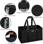 WONDAY Large Utility Tote Bag, Reusable Grocery Bags Collapsible Tote, Large Tote Bag With Handles Utility Tote Shopping Bags for Groceries, Storage, Picnic, Beach, Pool (Black)