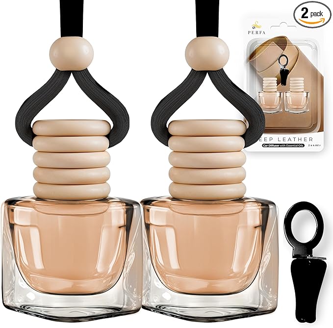 Deep Leather Car Air Freshener for Men | Pack of 2 Long Lasting Automotive Air Freshener | Odor Eliminator Car Perfume with E