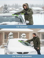 27" Snow Brush and Ice Scrapers for Car Windshield (1 Pack), Window Ice and Snow Scraper with Ergonomic Foam Grip, Snow Windshield Scraper with Aluminum Body, Winter Car Accessories (Green)