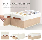 Closet Organizer Bins 3 Pack, Large Storage Bins for Shelves, Foldable Closet Storage Boxes Baskets with Leather Handles for 