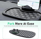 Multifunction Car Anti-Slip Mat, Storage Pad & Rotatable Phone Holder & Parking Number Plate, 9.2" x 7" Organizer Pad for Pho