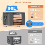90 L Large Storage Bags, 6 Pack Clothes Storage Bins Foldable Closet Organizers Storage Containers with Reinforced Handle for