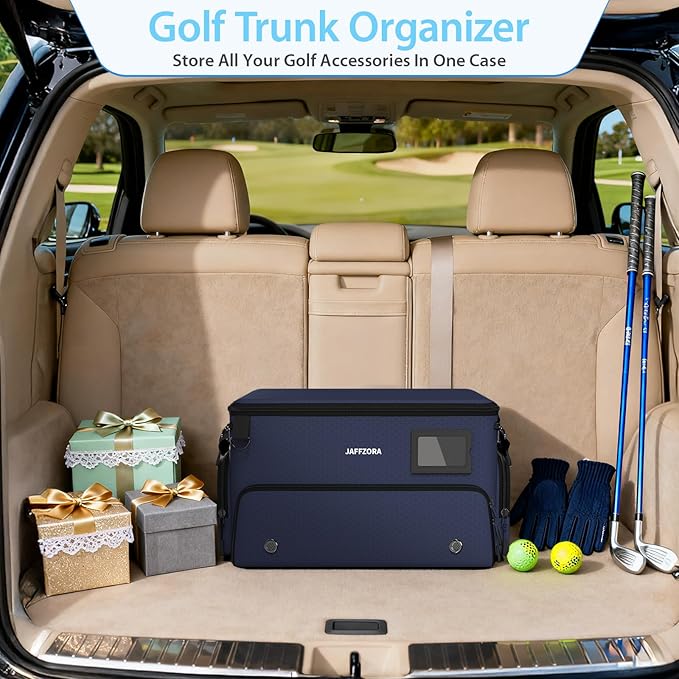 4-Layer Golf Trunk Organizer, Golfer Gifts for Men Women with Separate Ventilated Compartment for 2 Pairs Shoes, Waterproof