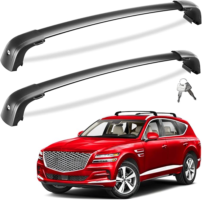 Tuyoung 220lbs Lockable Roof Rack Cross Bars Compatible with Genesis GV80 2021-2026, Heavy Duty Anti-Theft Aluminum Roof Rails Crossbars Cargo Carrier Bag Black Bike