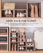 Narrow Shoe Rack - 5 Tiers Stackable Shoe Storage Stand for Entryway Hallway and Closet Durable Shoe Shelf Space Saving Boots