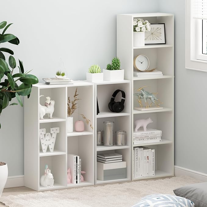 Furinno LUDER Book Shelf, 3-Cube Bookshelf, Bookcase with Open Shelves, 9.3 x 12 x 31.5, Easy Assembly, for Living Room, Bedr