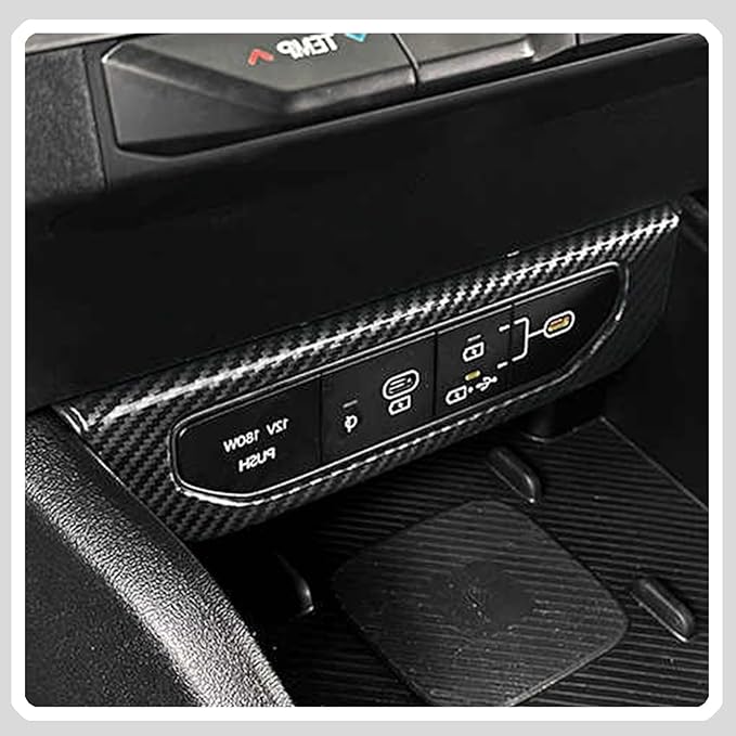 Center Console Switch Cover,for Kia K4 2024 2025 2026, Door Panel Cover,USB Panel Cover,Charging Port USB Hole Protective Cover - Carbon Fiber Protective Accessories