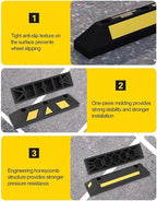 Parking Stopper for Garage, Rubber Limiter Wheel Blocker, Yellow Reflective Strips Garage Parking Aid, for Various Car Parking