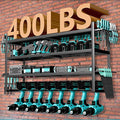 Power Tool Organizer Wall Mount Loads 400lbs, 4 Layers Heavy Duty Tool Organizers and Storage, Cordless Tool Rack with 8 Dril