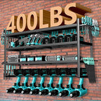 Power Tool Organizer Wall Mount Loads 400lbs, 4 Layers Heavy Duty Tool Organizers and Storage, Cordless Tool Rack with 8 Dril