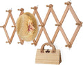 SCUNDA Wall Rack with 16 Hooks, Wooden Wall Expandable Coat Rack for Coat, Hats, Baseball Caps, Coffee Mug, Jewelry(Natural)