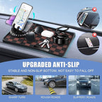 Car Anti Slip Mat Dashboard Tray Decorations Sticky Pad Thicken Washable with 360° Rotating Universal Phone Pad Holder+Number