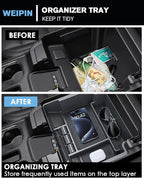 Silverado Sierra Center Console Organizer - Refreshed Models 2022-2026 Chevy Silverado/GMC Sierra 1500-2024-2026 Silverado/Sierra 2500HD 3500HD - (Full Console w/Bucket Seats ONLY) - Black