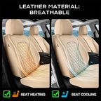 Coverado Front Car Seat Covers, Faux Leather Oil-Resistant Non-Slip Cushions, Universal Fit for Sedans, Pickups, SUVs, Waterp