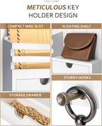 Rebee Vision Decorative Key Holder Wall Mount for Home Decor - Mail Holder with 2 Drawer Organizer and 6 Key Hooks - Home Org