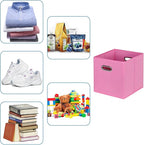 Black Fabric Cubby Storage Bins,13x13x13 Inches ,Cube Organizer Bin Foldable Storage Boxes with Dual Handles Fabric Organizer