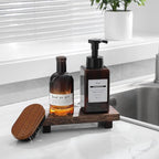 zoocatia Small Wood Tray Pedestal Stand Farmhouse Bathroom Decor Decorative Wooden Riser Kitchen Soap Dish Holder for Vanity,