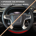 GIANT PANDA Steering Wheel Cover for GMC Sierra Acadia Terrain Yukon(3D Honeycomb-Red-Standard Size)