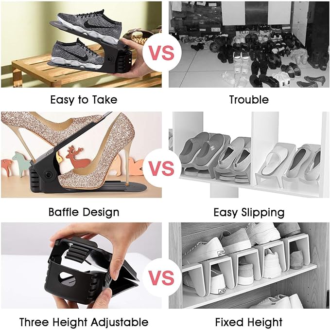 Neprock Shoe Rack Shoe Organizer Space-Saving Storage Shoe Organizer for Closet,Shoe Stacker Shoe Slots Space Saver Double St