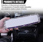 ZIMISI Bling Car Rear View Mirror, 10.51 Inch HD Glass Wide Angle Rearview Mirrors, Clip-on Crystal Diamond Panoramic Rear View Mirror Accessories, Bling Car Decorations for Women (Purple)
