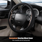 Aimato Customized Steering Wheel Cover for Honda Accord 2013-2017/Pilot 2016-2018/Crosstour 2013-2015, Thin,Anti-Slip,Scratch-Resistant Exclusive Car Accessory for Honda,Nappa Black