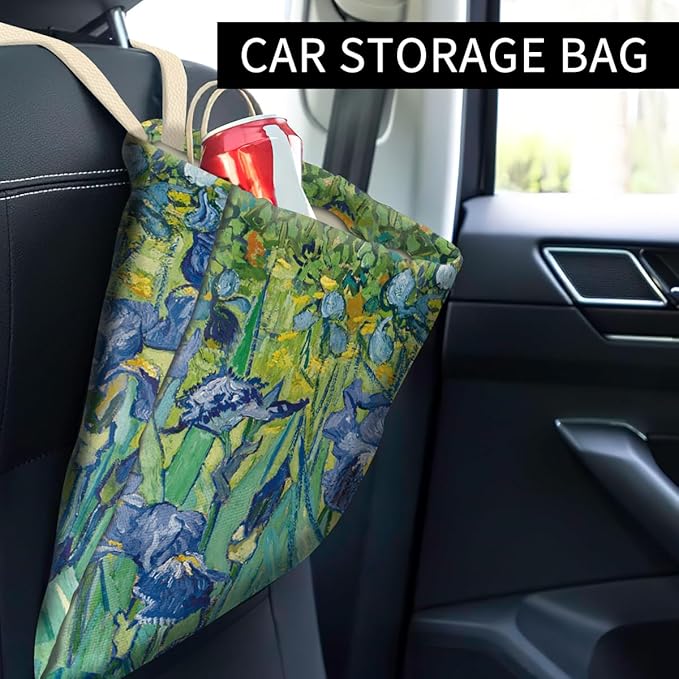 Car Trash Can, Cute Car Trash Bag, Hanging Car Organizer and Storage Bag, Trash Bin for Car Accessories, Vehicle, Travelling, Camping Watercolor Tropical Leafy Pattern