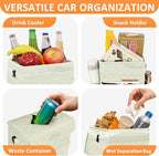 White Car Trash Can Cute, White Car Accessories for Women Waterproof Automotive Garbage Cans Leak Proof Vehicle Trash Can Diamond Pattern-Beige