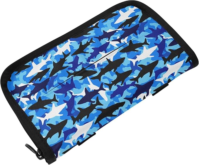 Car Tissue Holder Car Visor Organizer Tissue Box Holder for Car Sun Visor Organizer with Car Vehicle Accessories Essentials Interior for Women Men Bright Blue Marine Shark