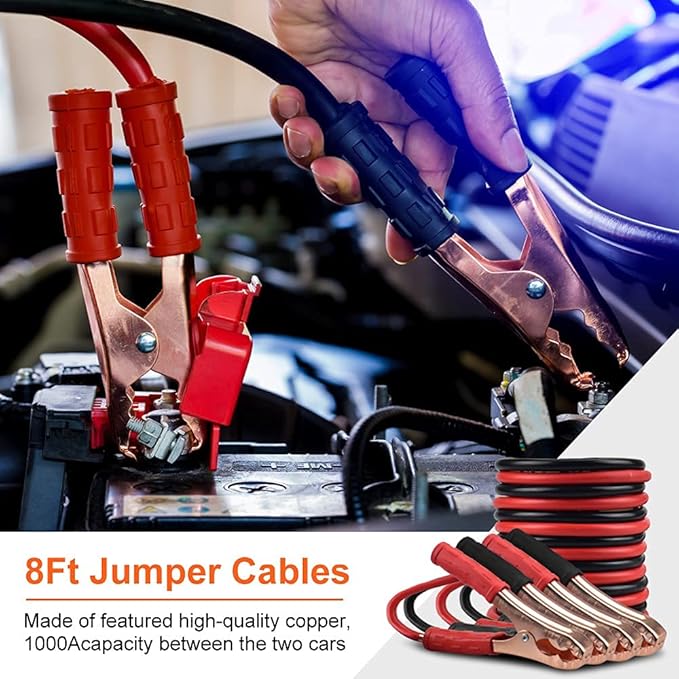 PACETAP Car Roadside Emergency Kit, Essential Auto Safety Road Side Assistance Tool Kit with Jumper Cables, Towing Rope, Tria