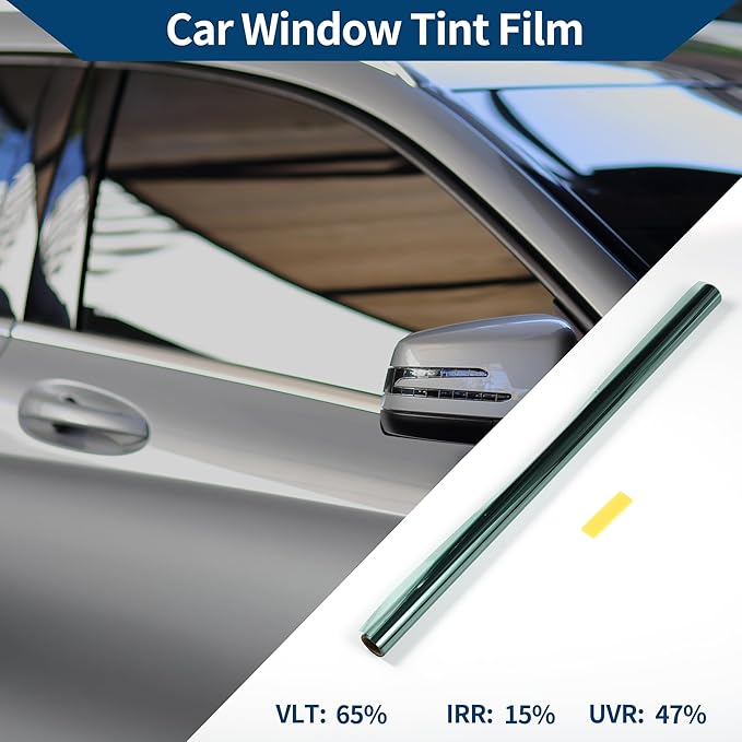 Car Window Tint Film Window Privacy Film Car Carbon 2PLY PET 9.84 ft x 19.69 Inch 1 Pc Green VLT 65% IRR 15% UVR 47%