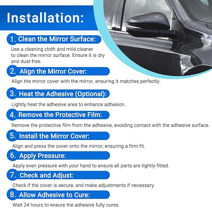 Glossy Black Door Rearview Mirror Cover Fits for Toyota 2013-2023 4Runner 2016 RAV4 HV 2013-2015 RAV4 87915-42160-A0 87915-42160-A1(Right passenger side)